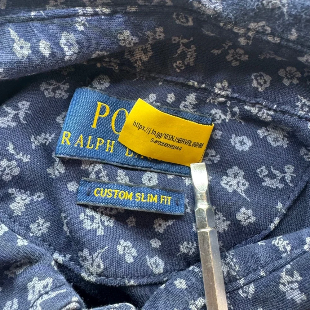 Polo‎ Ralph Lauren Polo Mens XL Navy Blue Floral Ditsy Custom Slim Fit Shirt
